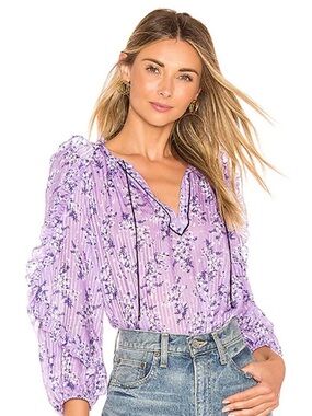 Ulla Johnson Medina Floral Blouse Lilac Size 2
